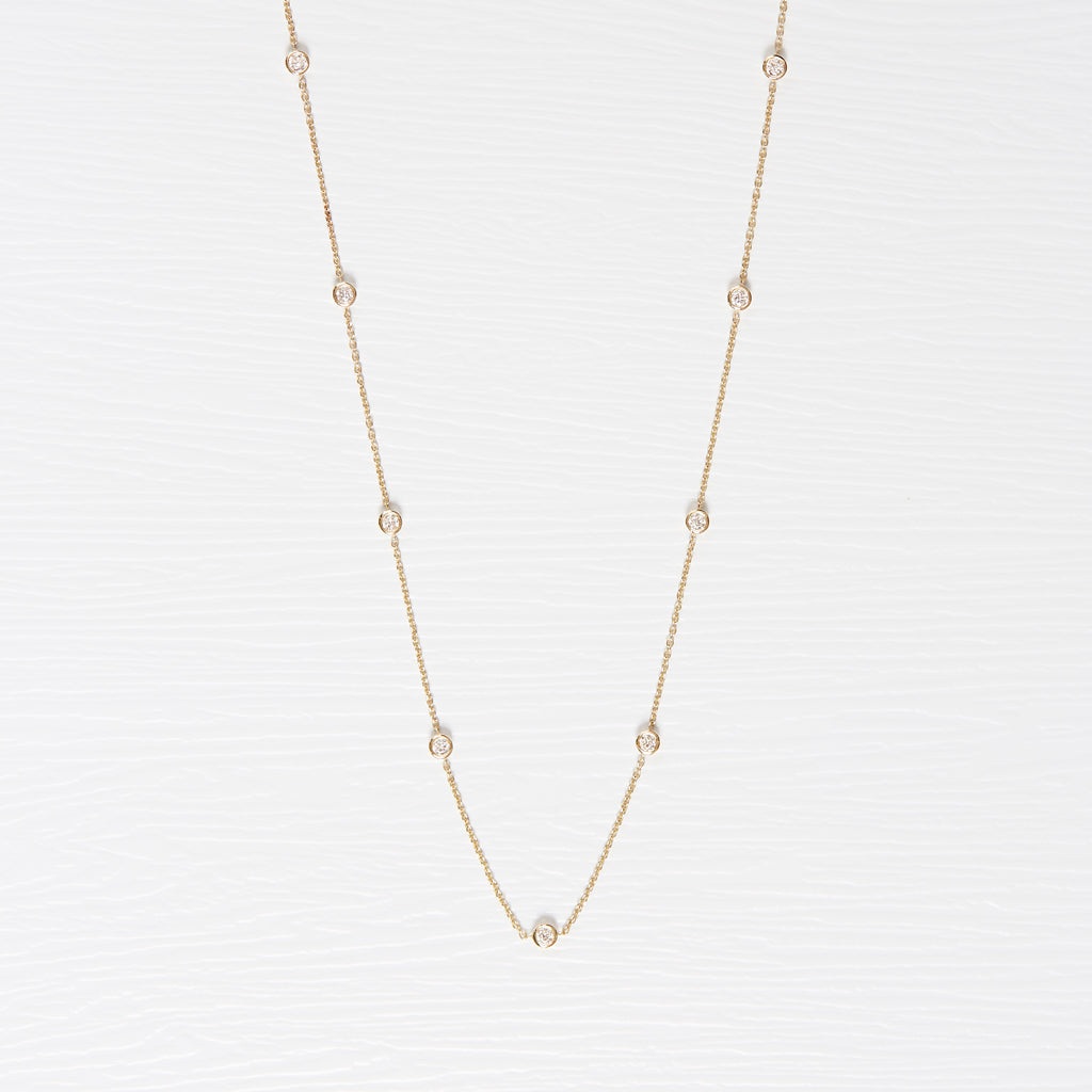 Distance Diamond necklace (18K Solid Gold)