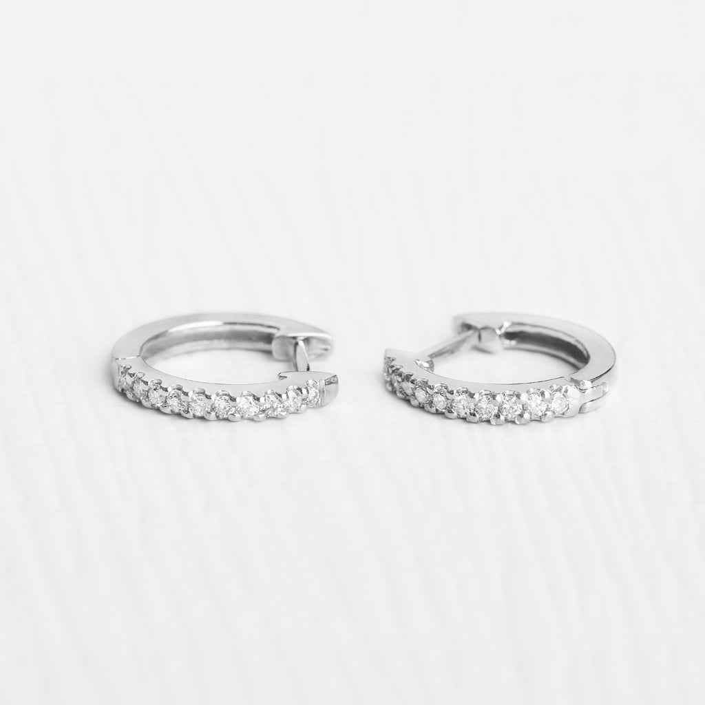 White gold and 2025 diamond huggie earrings